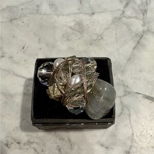 Wire Wrapped Stone and Bead Ring